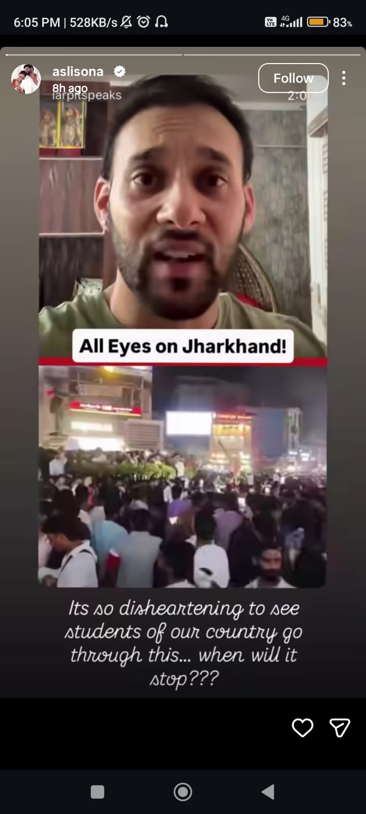 sonakshi sinha supports jharkhand students protest
