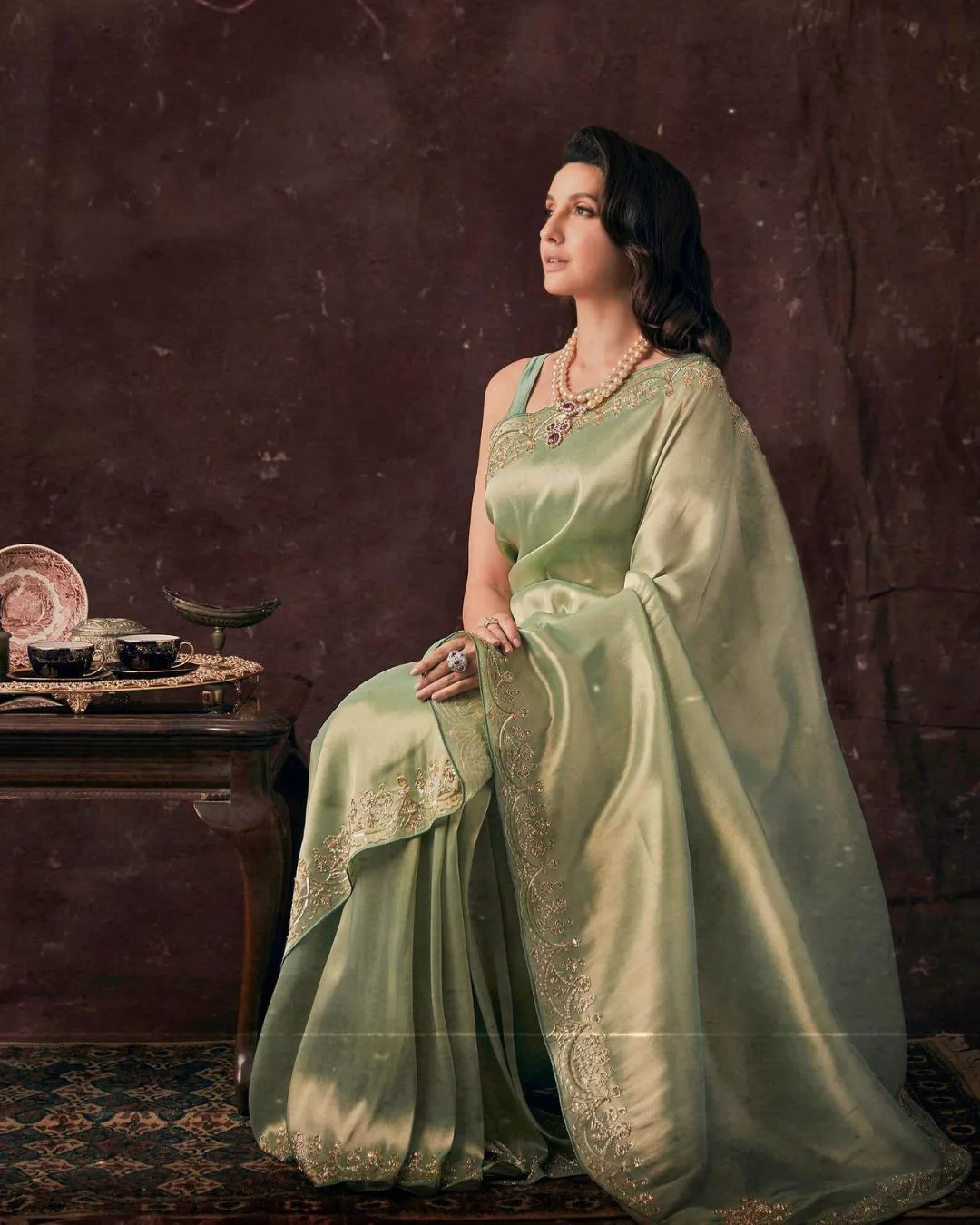 Pista Green saree