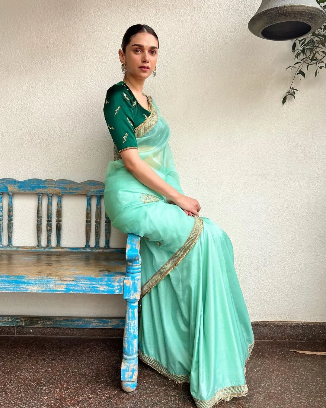 mint green saree