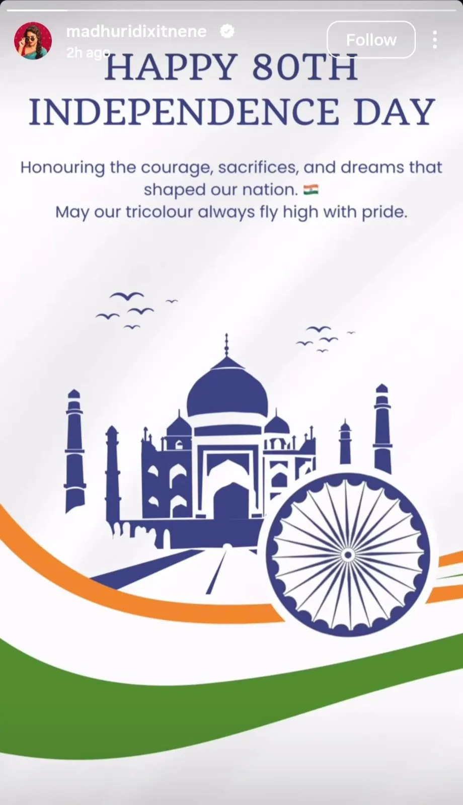 madhuri dixit independence day 2026 wish