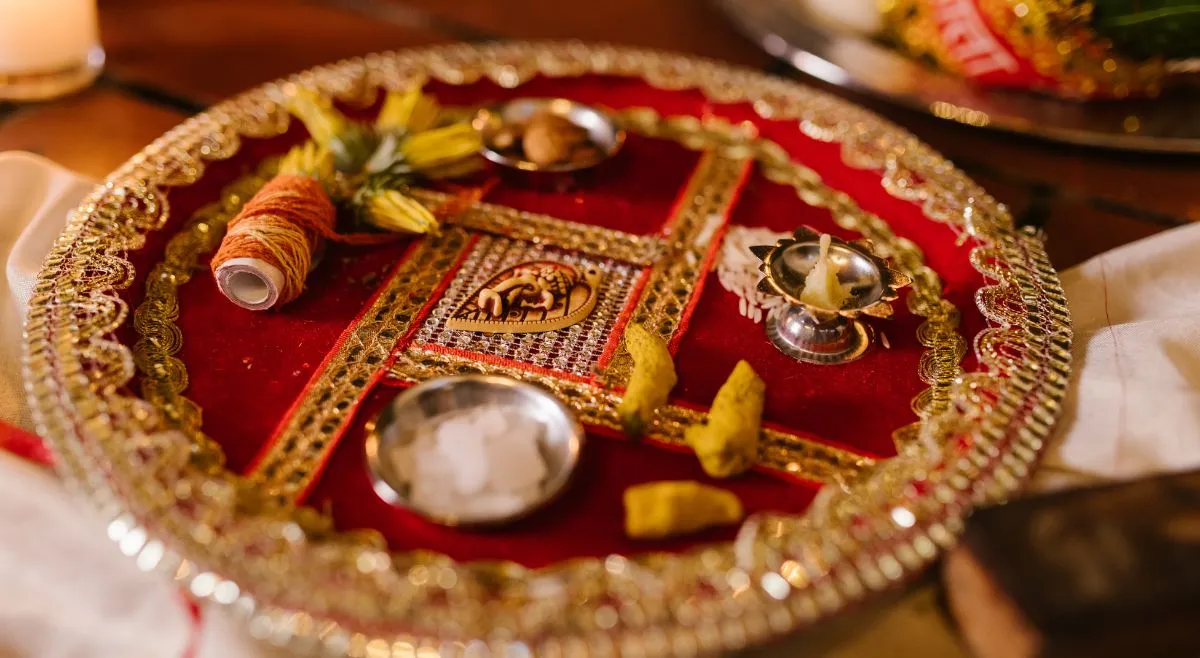 Red Theme Rakhi Puja Thali