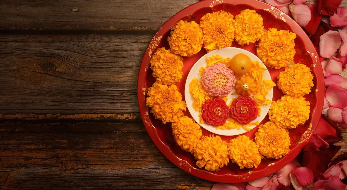 flower Puja Thali