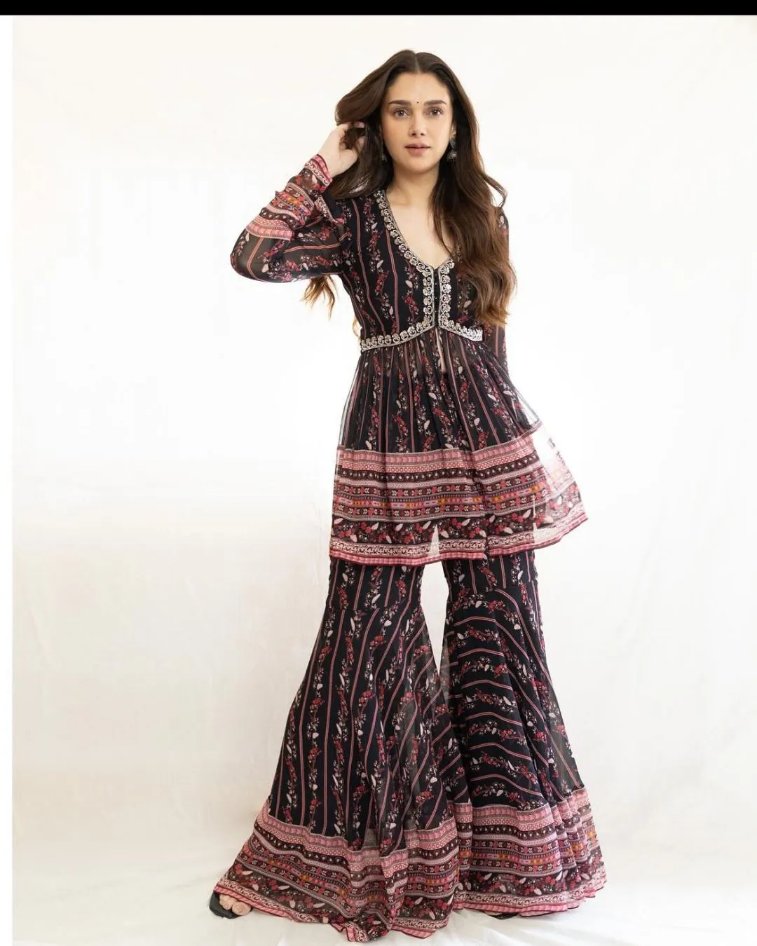 embridered peplum set