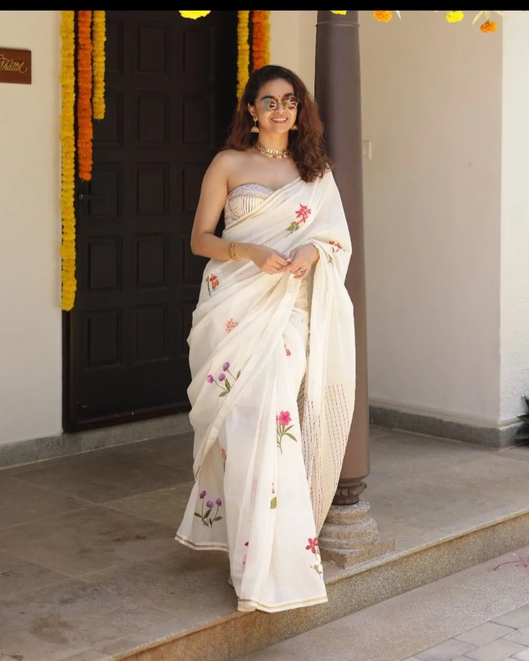 minimal prints and soft hues for kerala saree