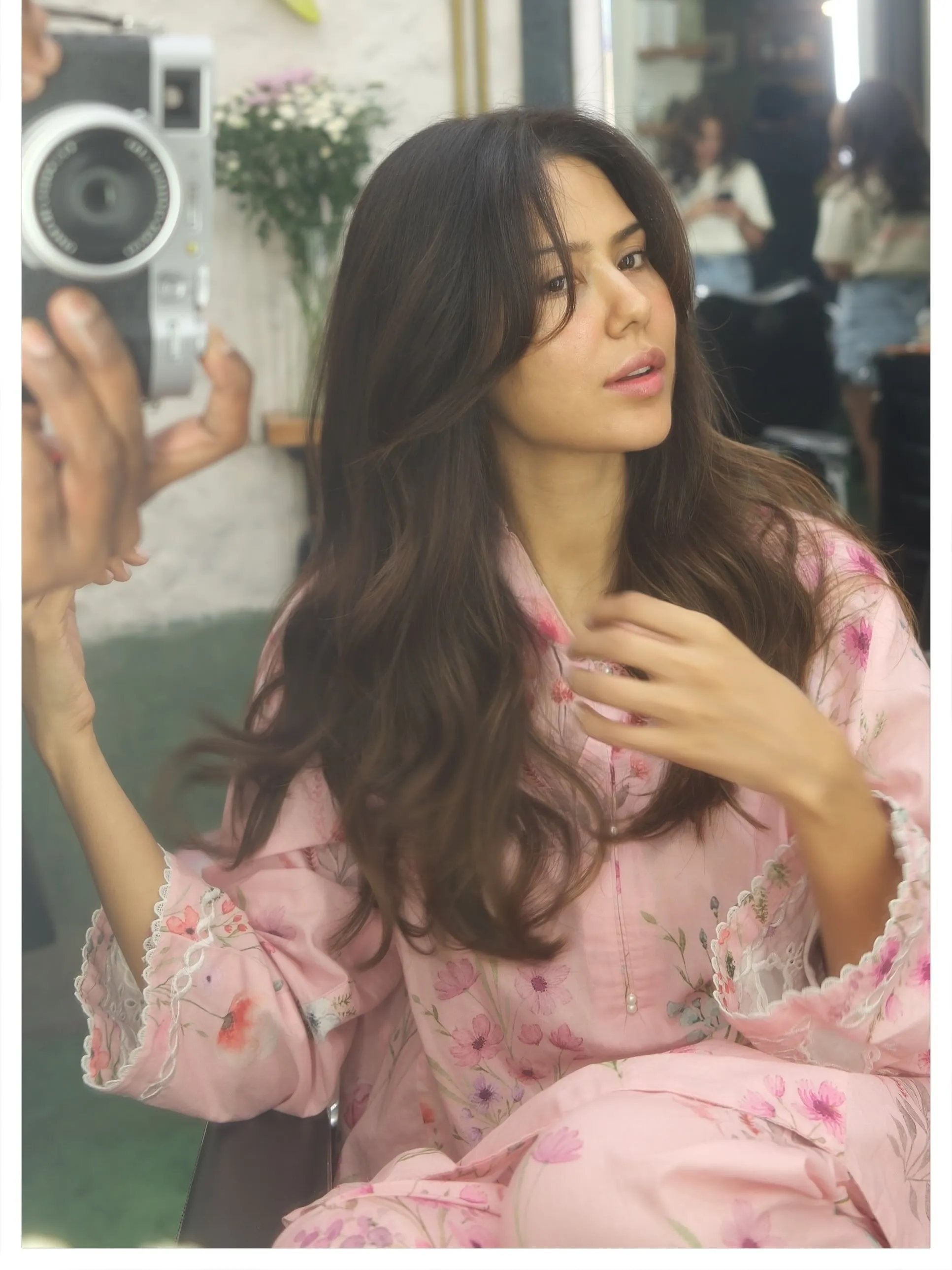 pastel floral pink suit