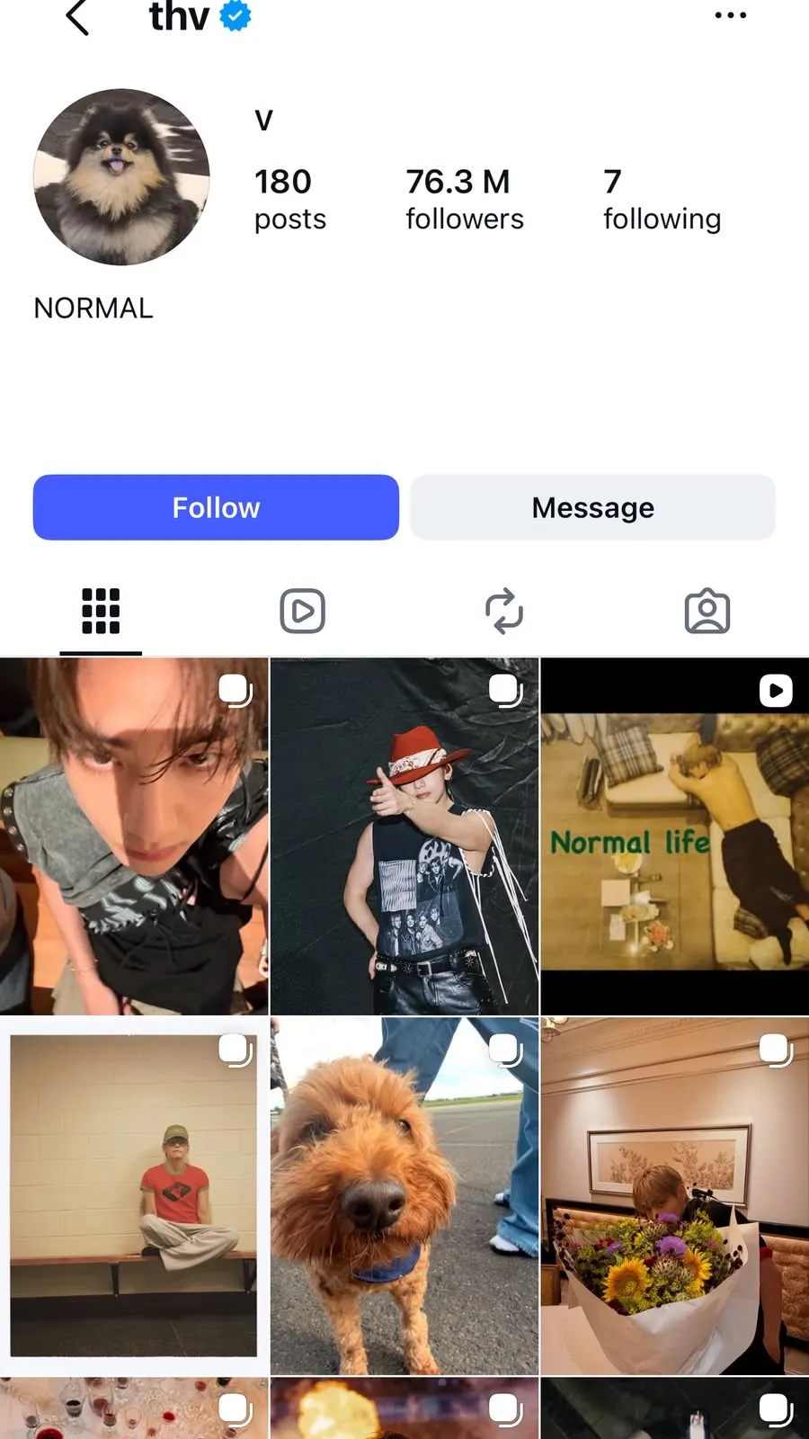 BTS V instagram followers
