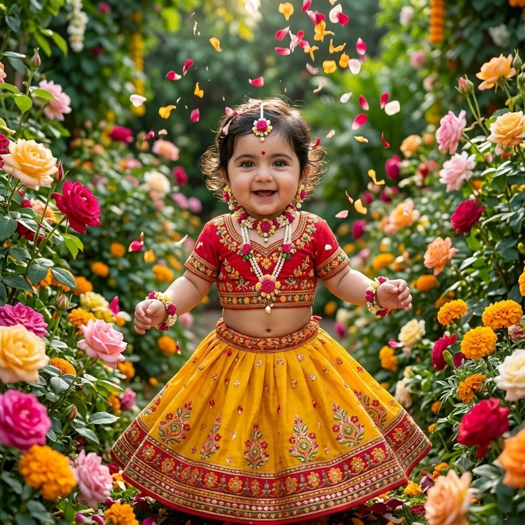 Little Radha With Floral Jewellery