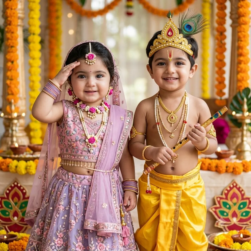 Royal Krishna Radha Festive Portrait