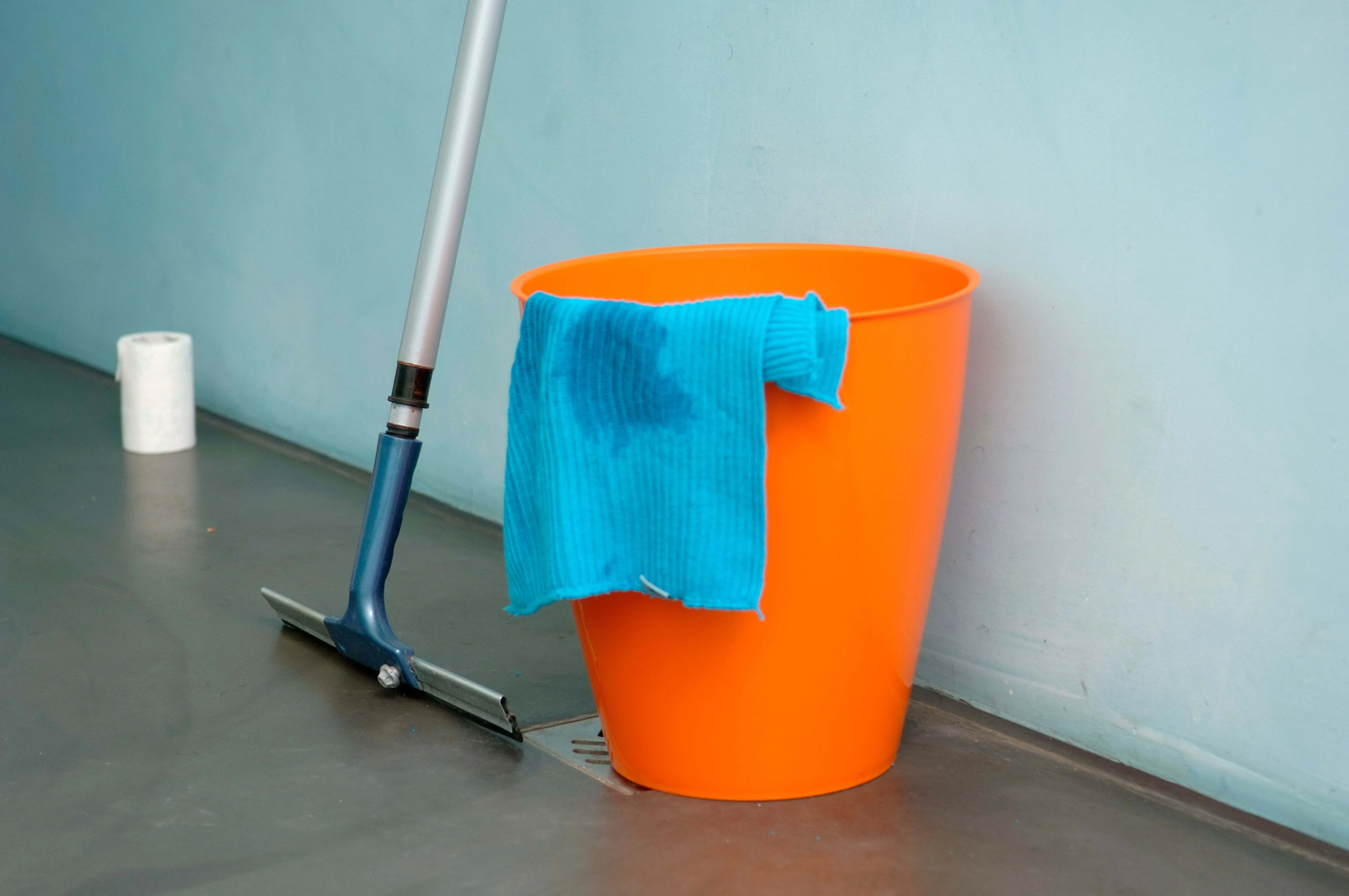 empty bathroom bucket compressed