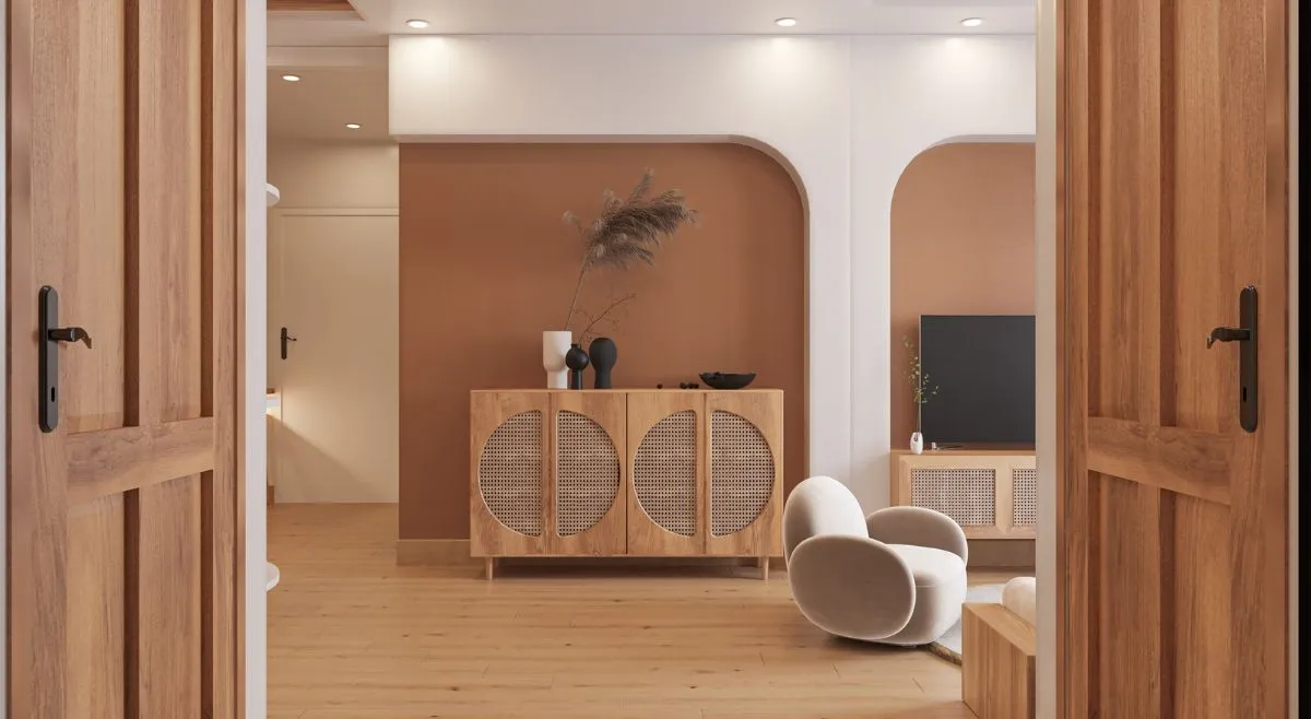 Terracotta And Beige Bedroom