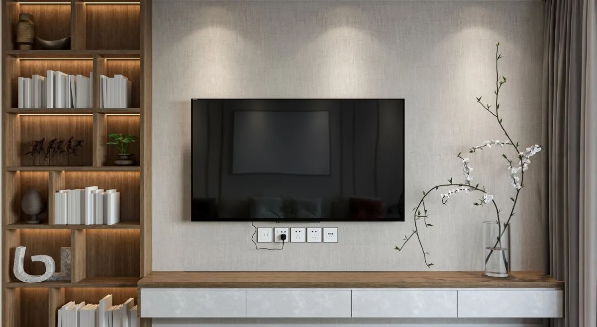 Modern TV Unit With Built In Bookshelf