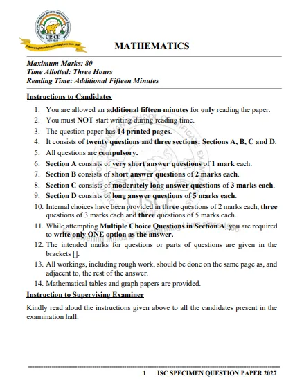 Mathematicsexampattern