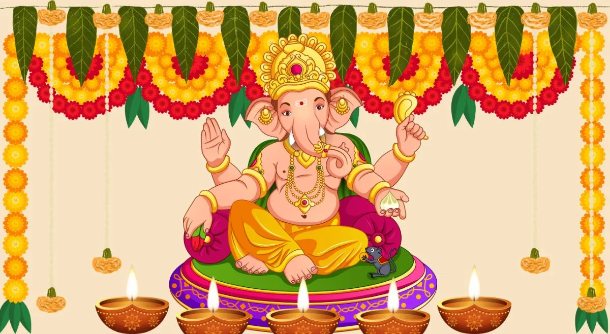 Traditional Toran And Diya Setup