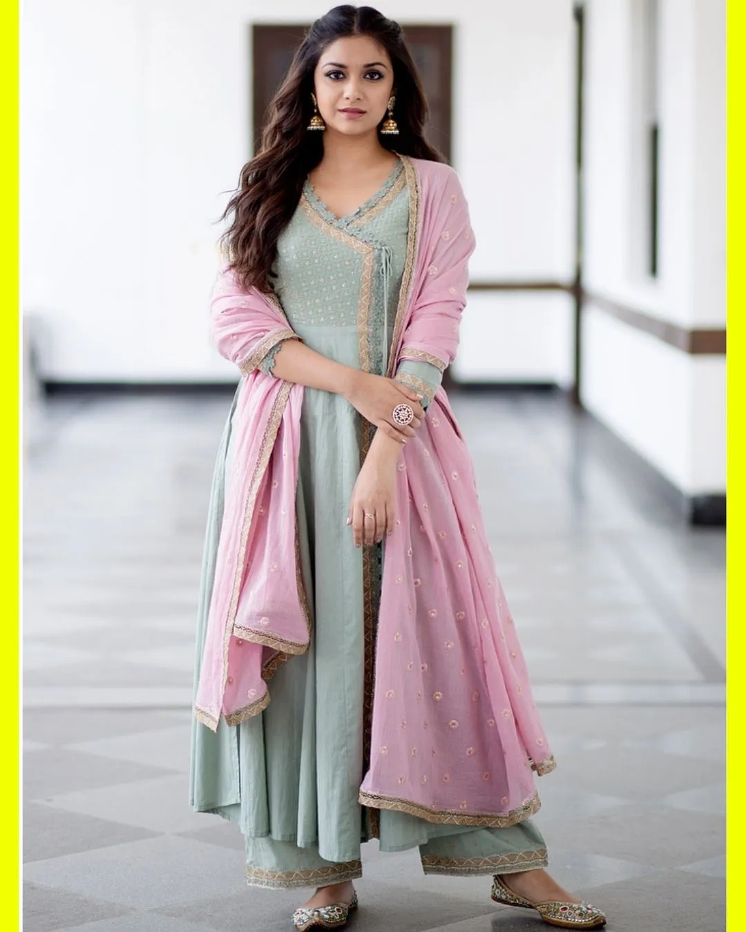 The Sage Green Angrakha