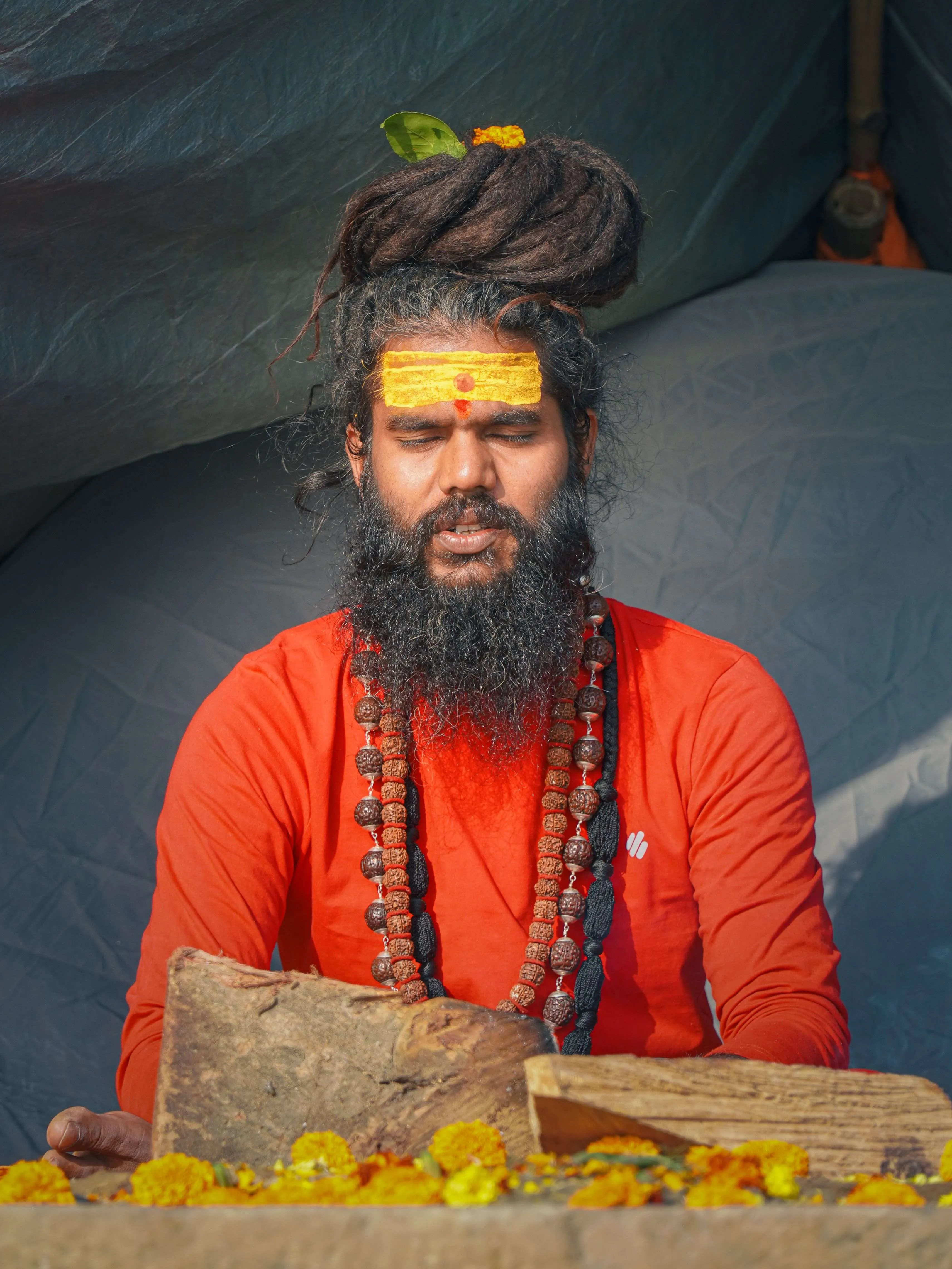 exeprt wearing rudraksha