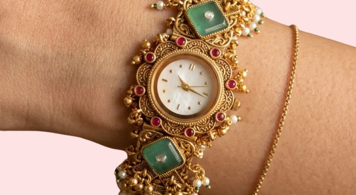 stone stud Kashmiri watch