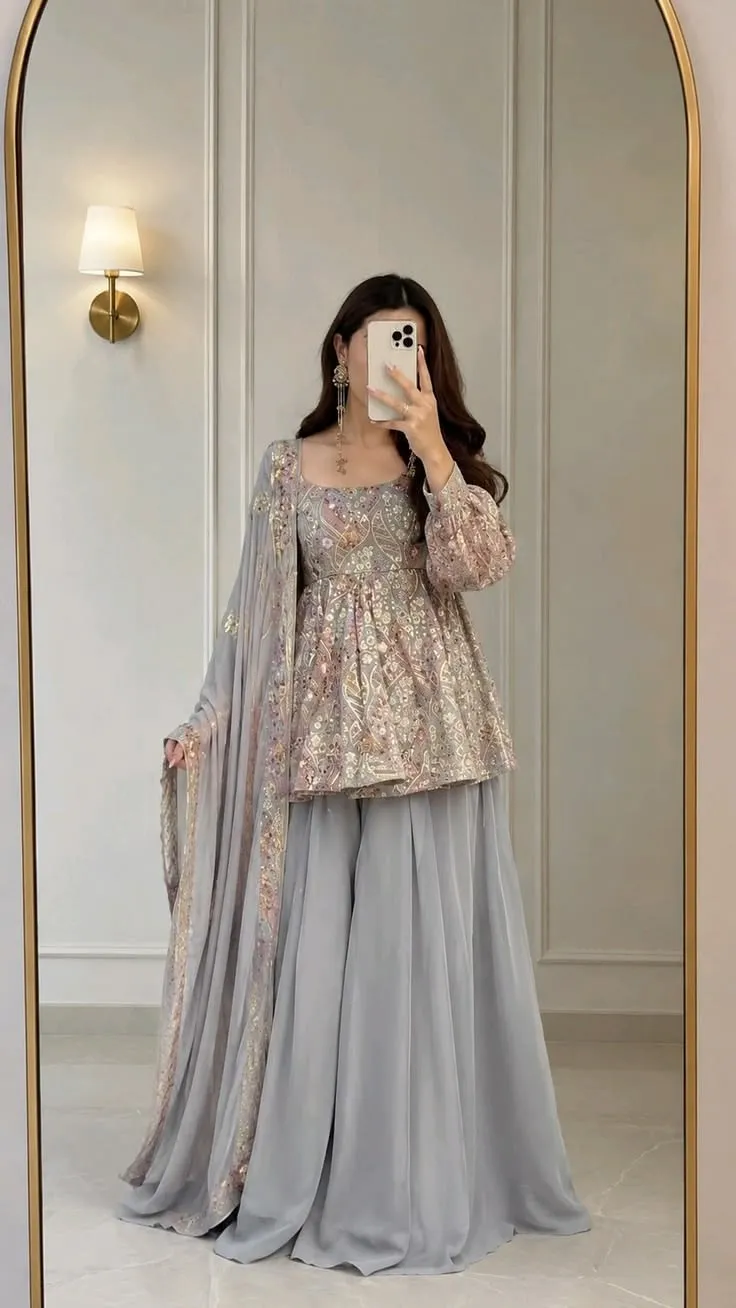 Elegant Pastel Sharara Suit