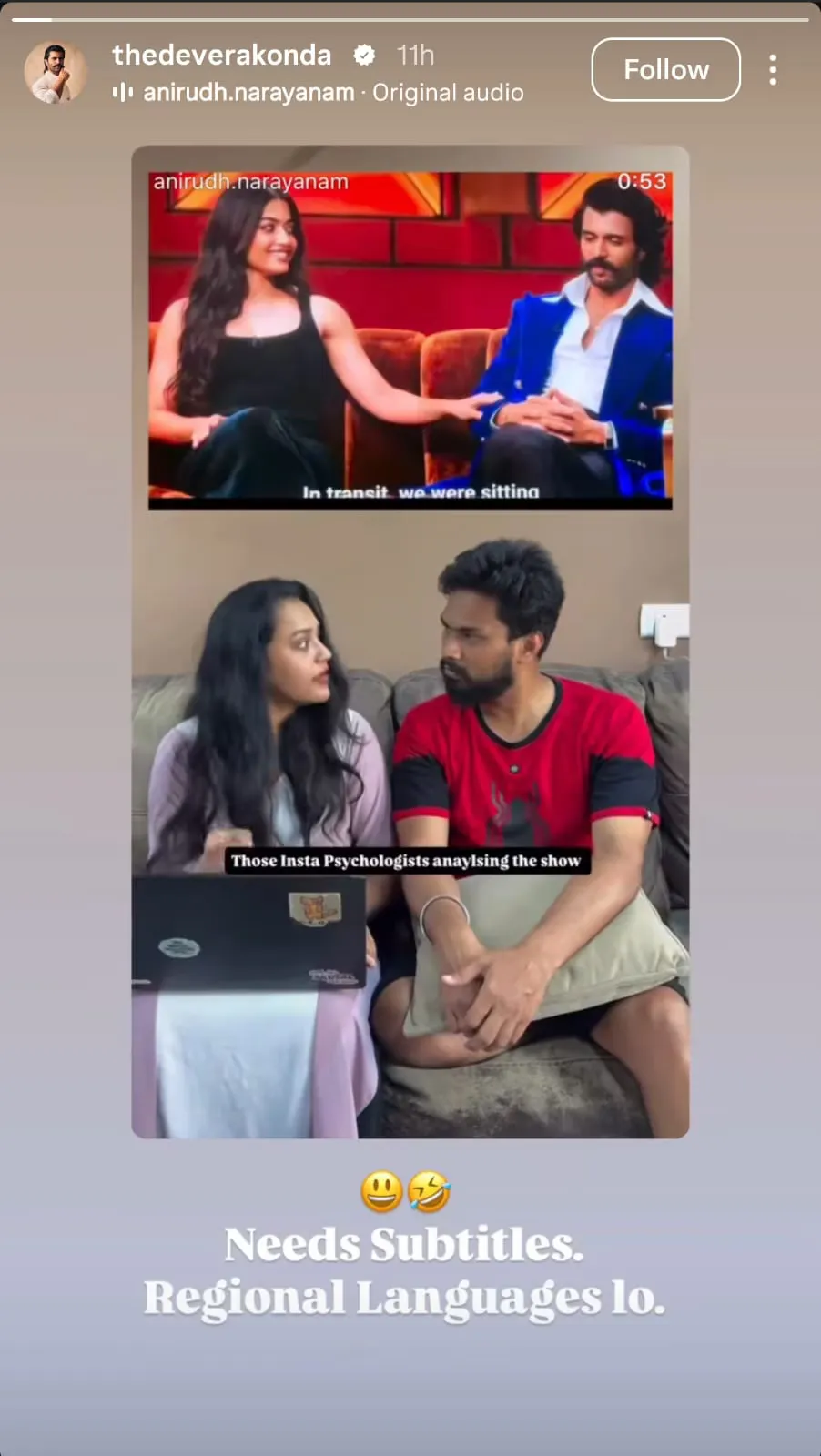 Vijay Deverakonda Instagram story