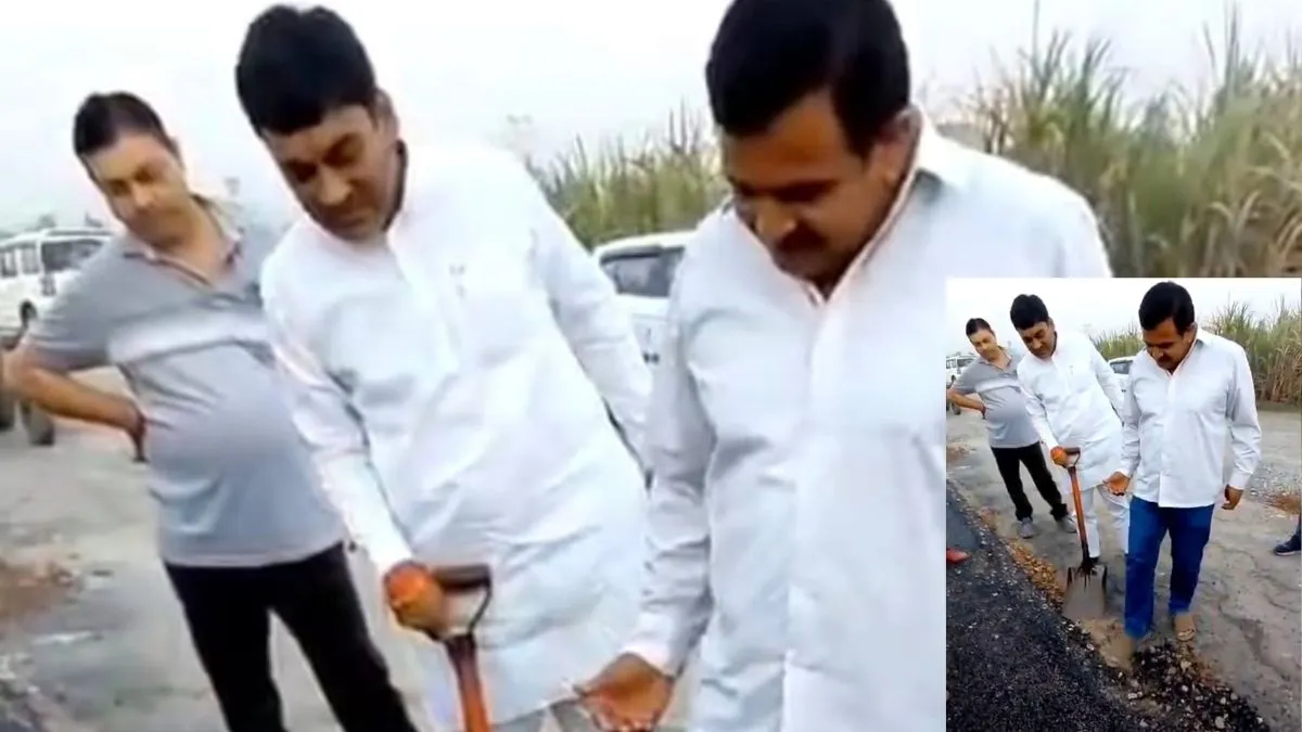 ganga-mela-road-repair-mla-slams-substandard-material-alleges-corruption