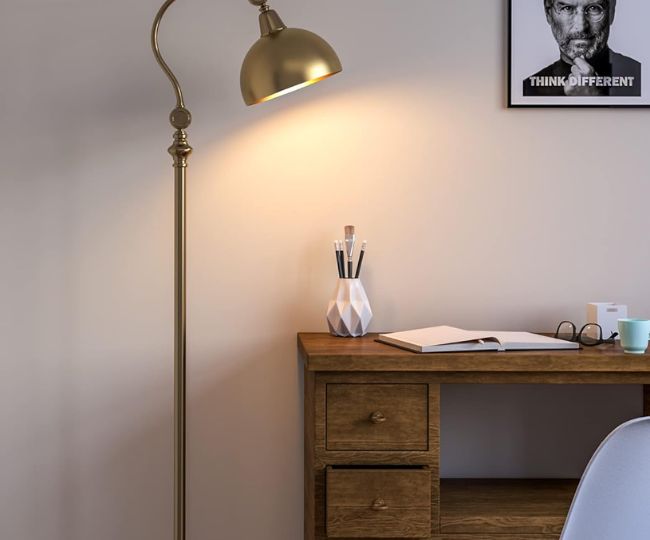 Divine Trends Vintage Curve Brass Antique Finish Retro Floor Lamp