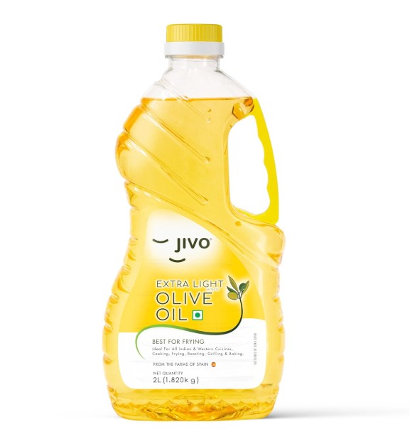Jivo Extra Light Olive Oil - 2 Litres | Ideal for Cooking, Dressings, Salads, Soups, Dips & Marinades | Low in Saturated Fat | Olive Oil in Convenient Pet Bottle for Easy Pouring