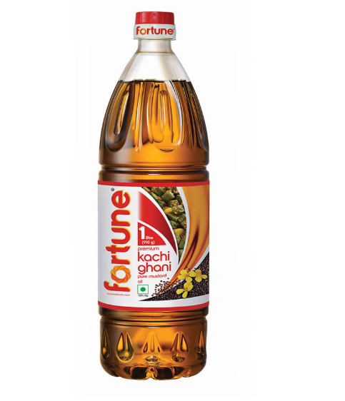 Fortune Premium Kachi Ghani Pure Mustard Oil, 910G PET Bottle (Weight May Vary)