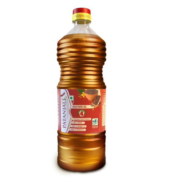 Patanjali Pure Mustard Oil, Natural Kachi Ghani, Sarso ka Tel, Healthy Cooking Oil for Daily Use - 1L