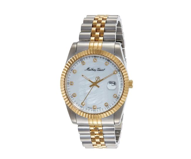 Mathey-Tissot Stainless Steel Swiss Made Analog Mother of Pearl Dial Men Watch - H710Bi, Multi-Color Band