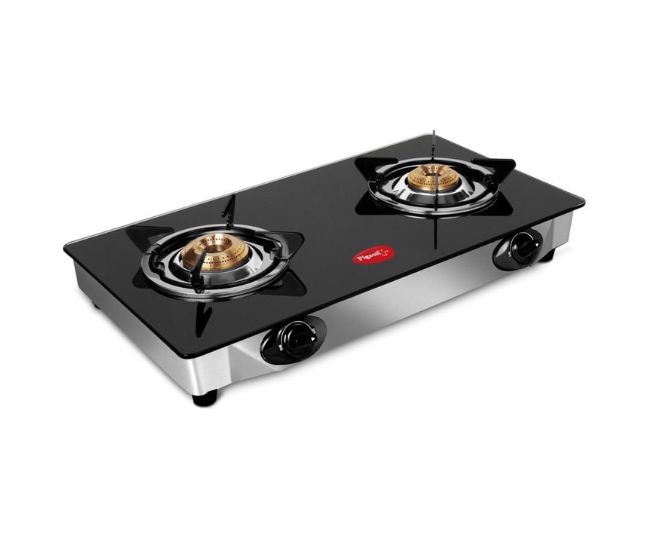 Pigeon by Stovekraft Favourite Glass Top 2 Burner Gas Stove, Manual Ignition (Black)
