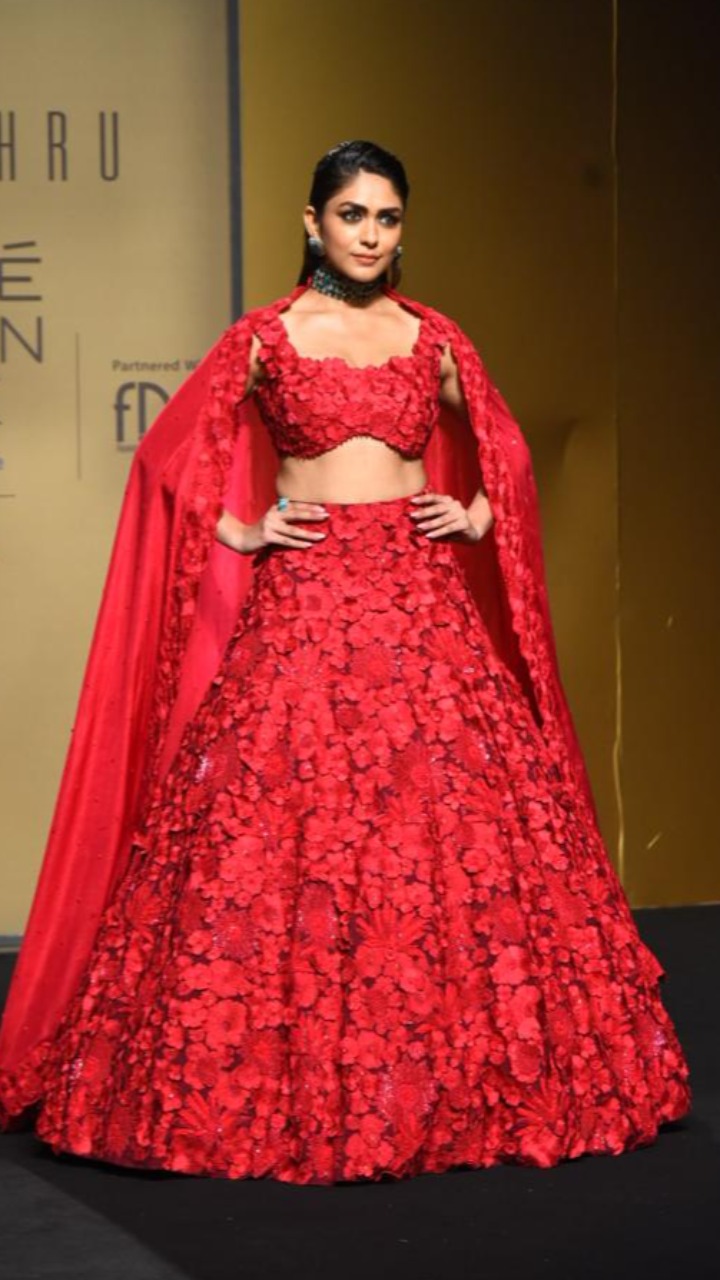 Mrunal Thakur Rocked Red Lehenga At Lakme Fashion Week 2022