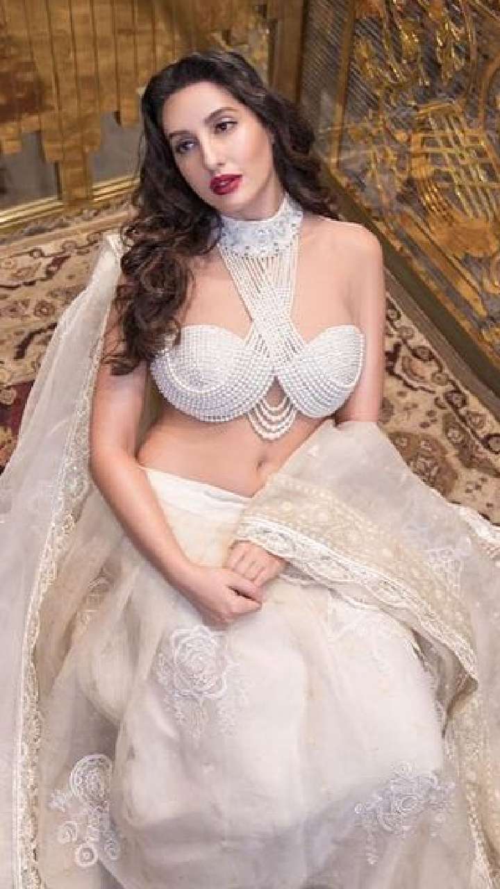 Nora Fatehi in pearl blouse and chikankari lehenga will leave you  spellbound. New video - India Today