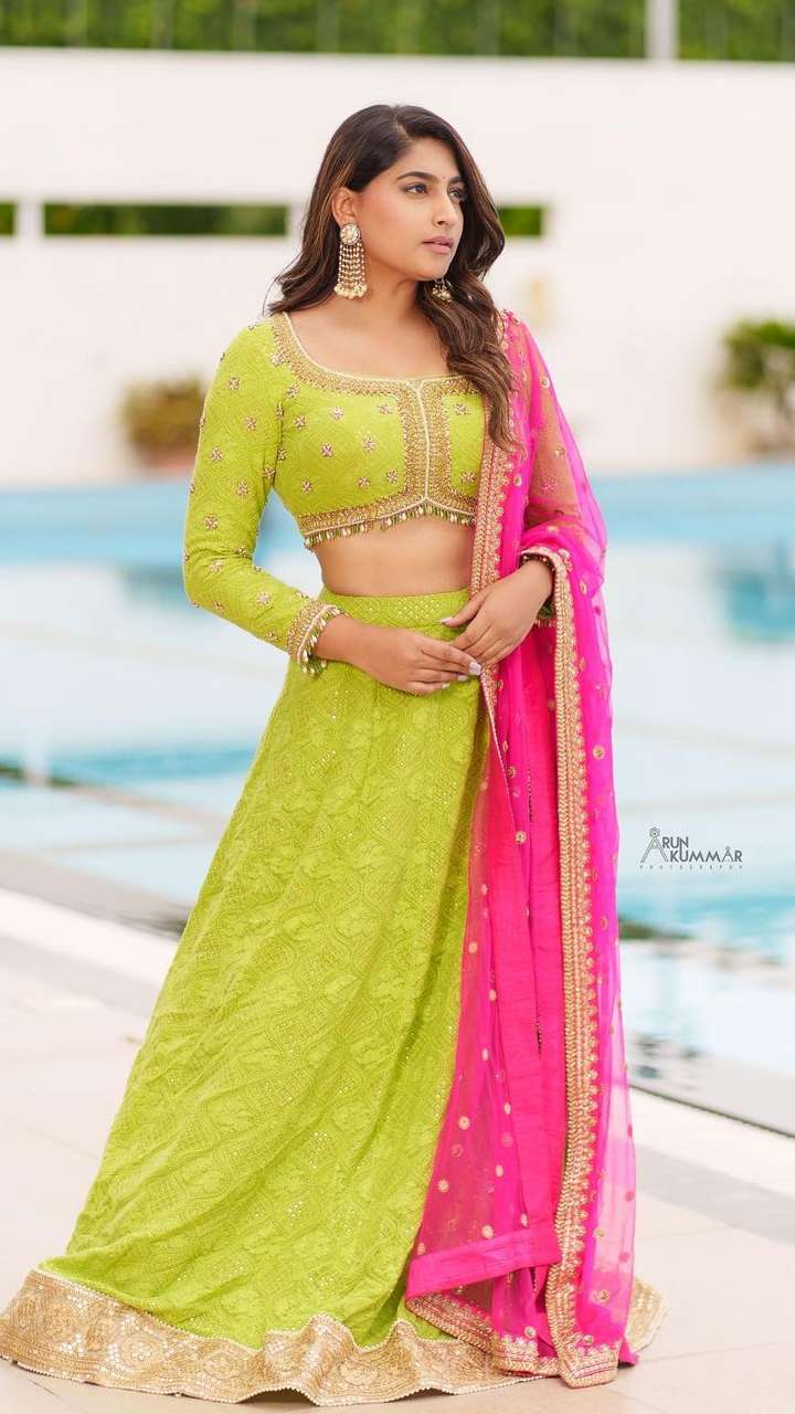 Neon hotsell green lehenga