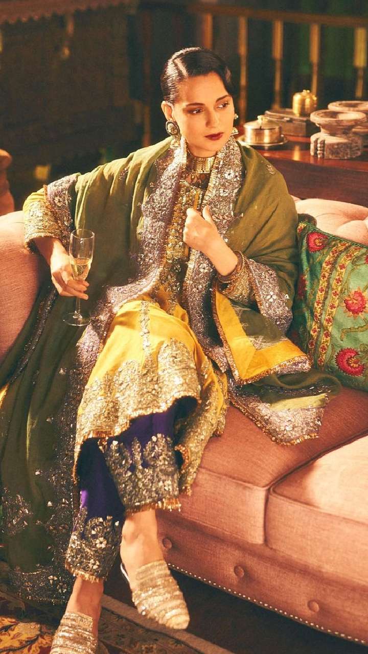 Mehndi Dress Pakistani in Shokin Pink,Orange,& Yellow Color Model# M 1659 | Mehndi  dress, Bridal mehndi dresses, Combination dresses
