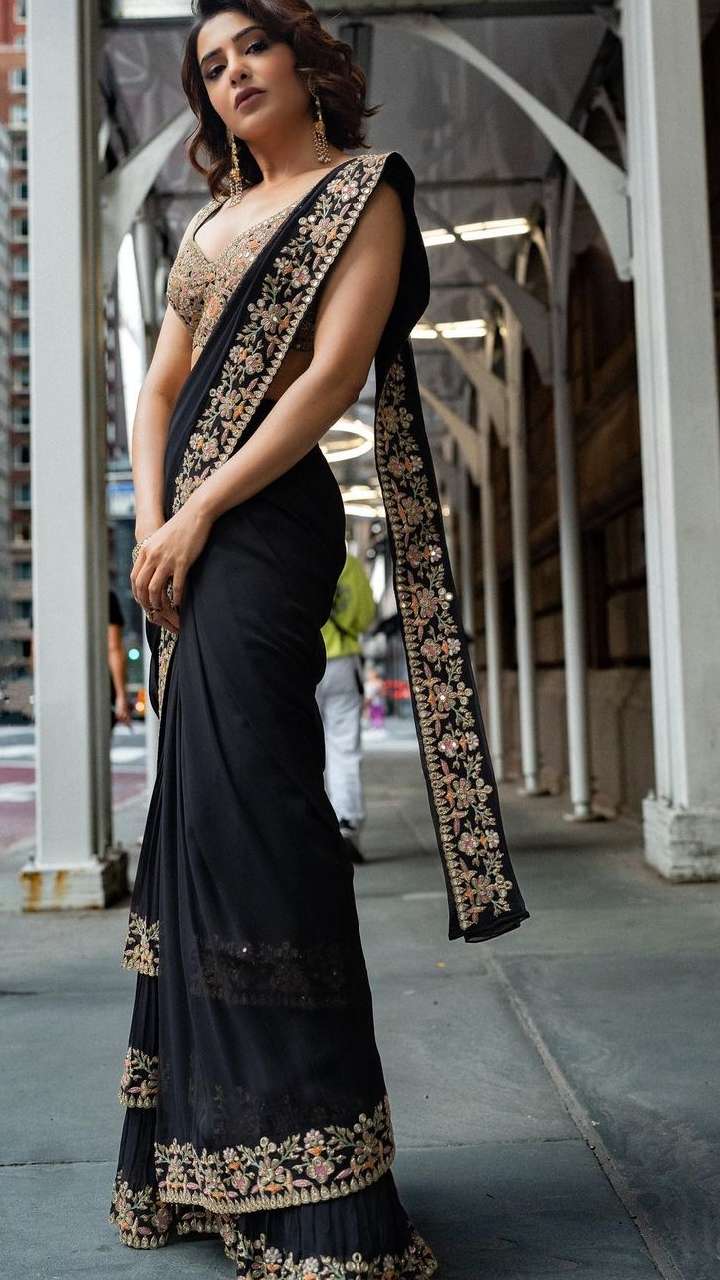 Buy Black color designer party wear saree in UK, USA and Canada | Saree  designs, Party wear sarees online, Party wear sarees