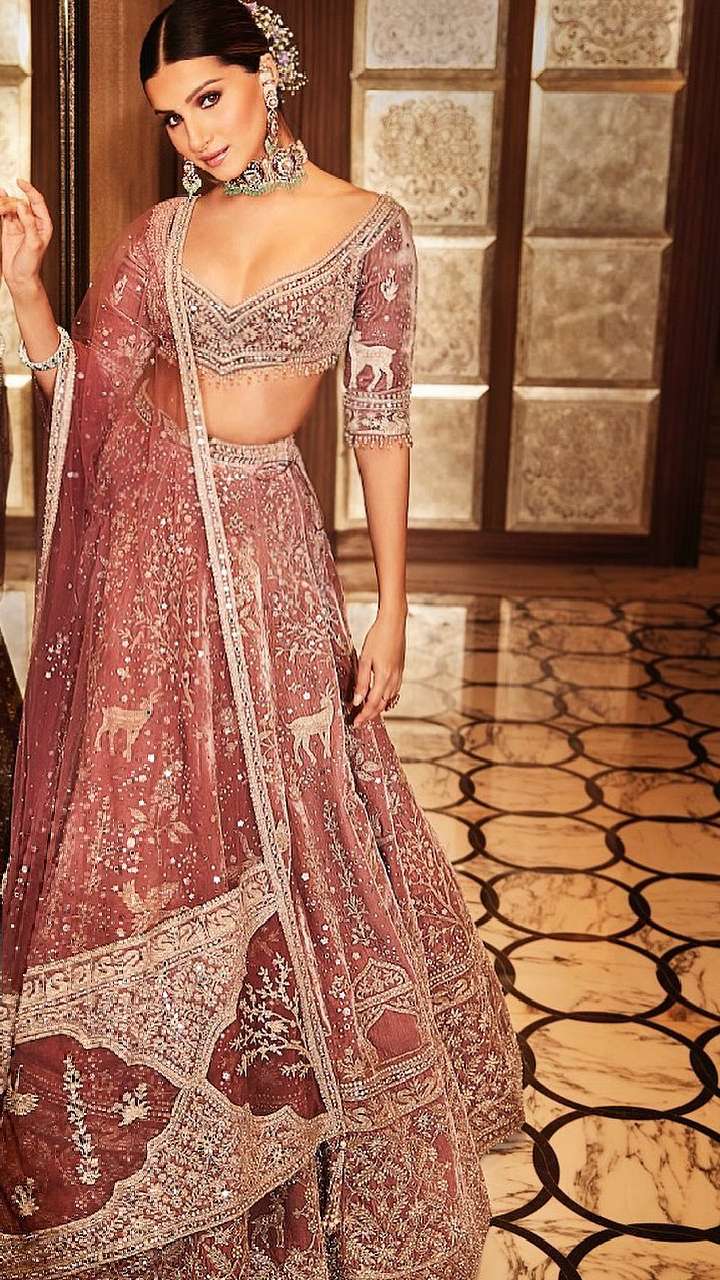 Buy Beige Fish-Cut Lehenga And Blouse With Crystal Tassels Kalki Fashion  India