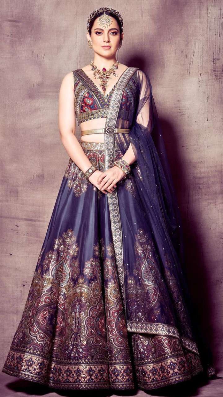 Bridal Lehengas : Light Dusty Rose organza thread foil & ...