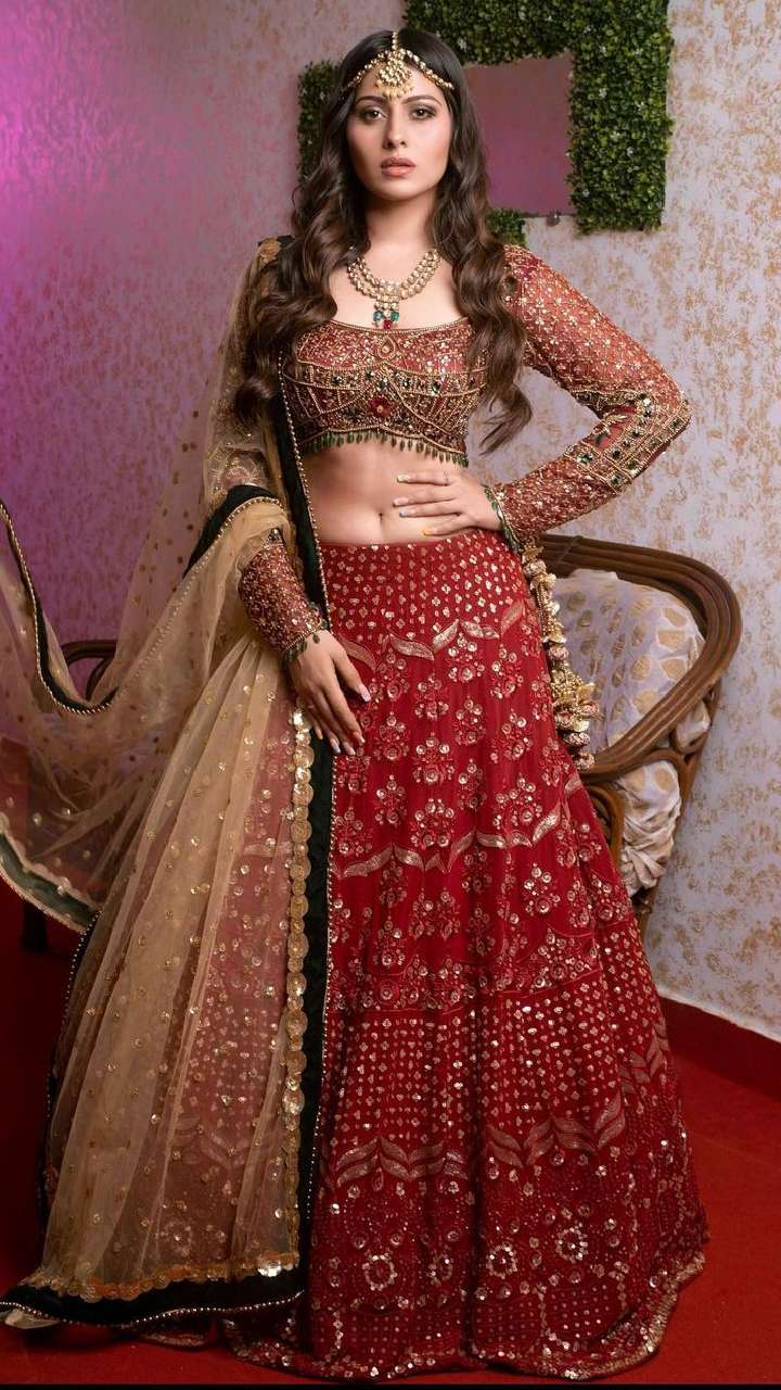 Designer Red Bridal Silk Lehenga Choli Set Bollywood Traditional Wedding  Lehenga | eBay