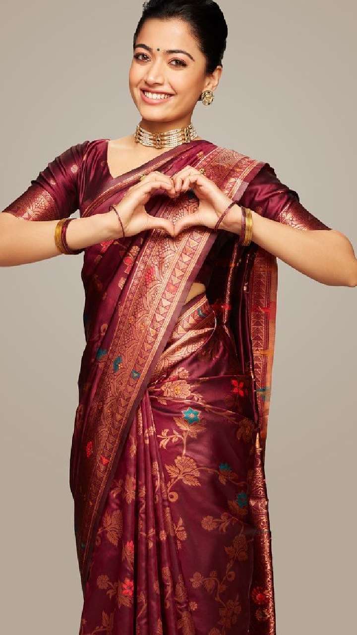Rashmika Mandanna exudes wedding fashion inspiration in a blush pink saree