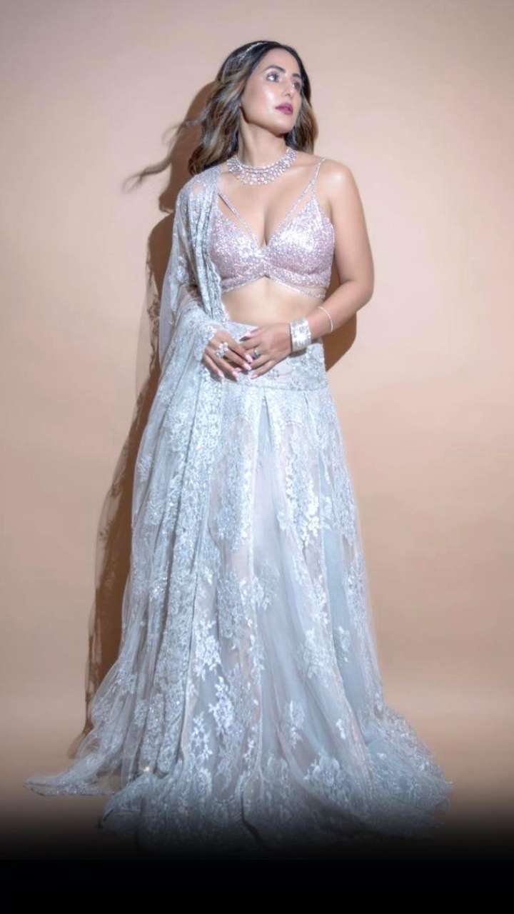 Hina Khan Hot Looks In Blingy Lehenga