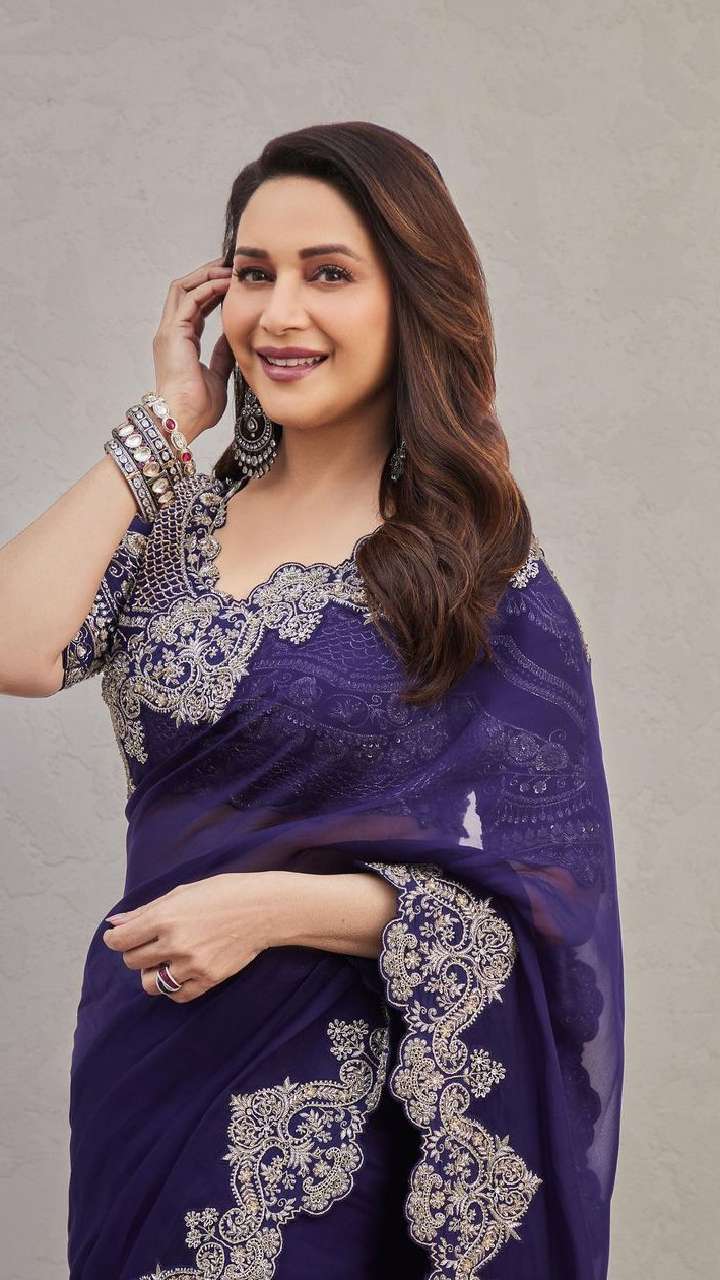 Aggregate 160 Madhuri Dixit Saree Look Vietkidsiq Edu Vn   Madhuri Dixit Turns Head In Latest Blue Sheer Saree Look 1671780867 