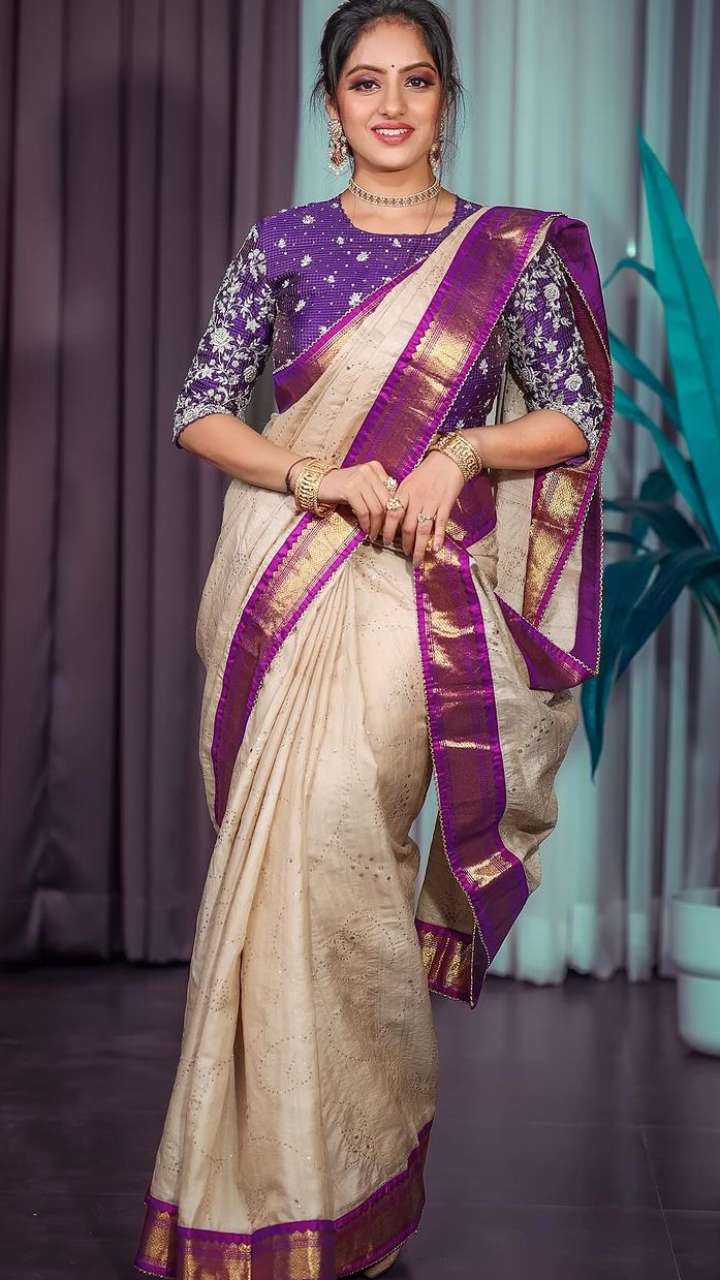 Buy Stylee LIFESTYLE Grey Art Silk Woven Saree with Unstitched Blouse online