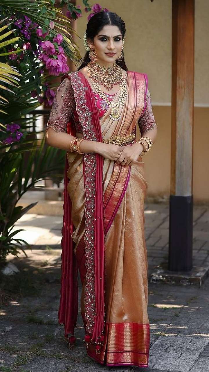 Printed Bridal Dark Pink Kanchipuram Silk Saree, With Blouse Piece at best  price in Surat